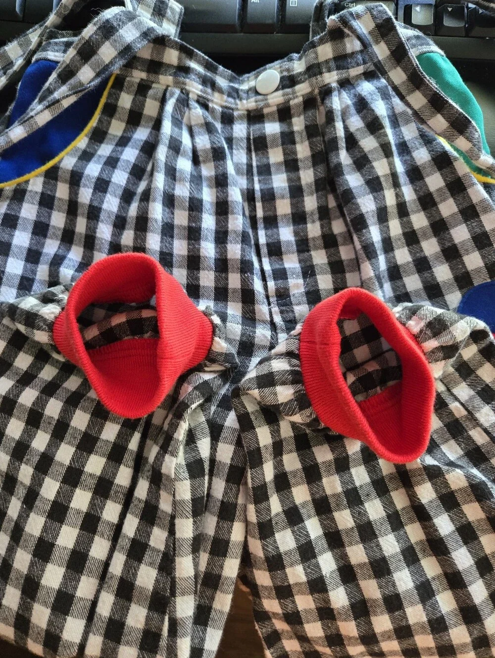 VTG Toddler 4T Matched Set Checked Suspender Pants Jacket Airplane Colorblock